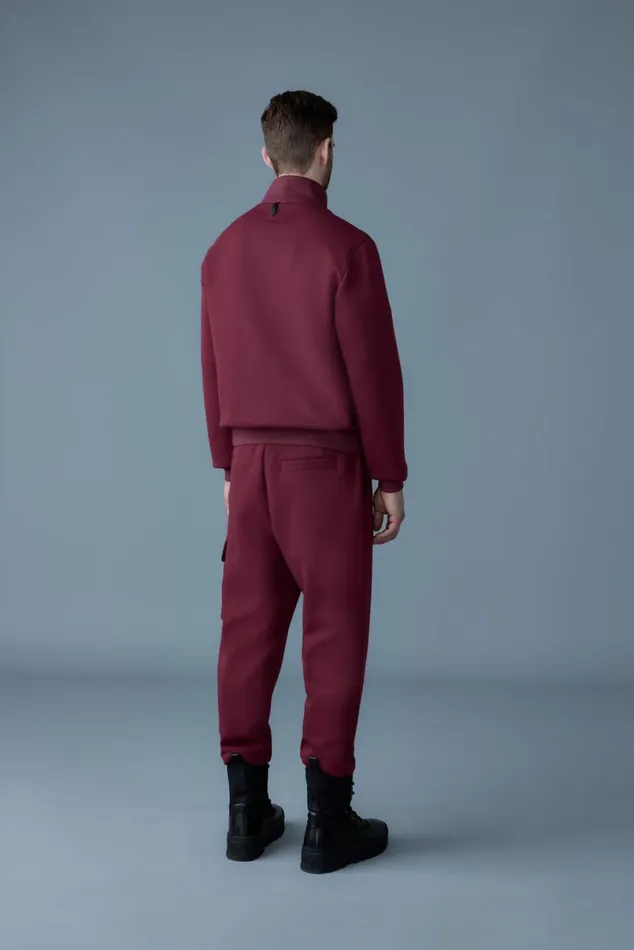 Puffer Men Mackage COLLINR Nano Down Mixed Media Bomber Jacket Garnet Puffer Men Mackage COLLINR Nano Down Mixed Media Bomber Jacket Garnet