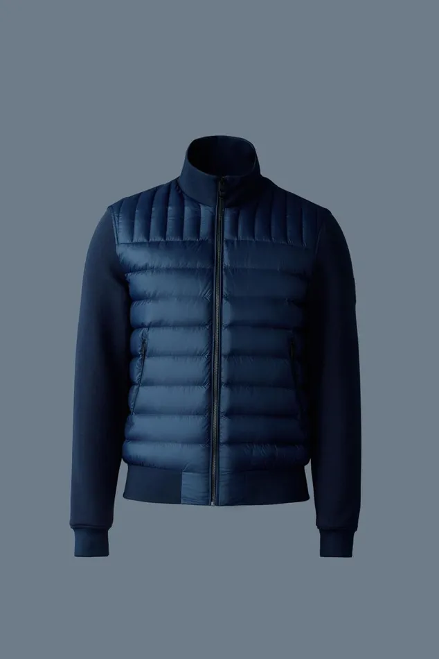 Puffer Men Mackage COLLINR Nano Down Mixed Media Bomber Jacket Garnet Puffer Men Mackage COLLINR Nano Down Mixed Media Bomber Jacket Garnet