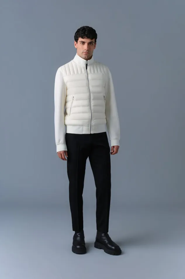 Puffer Men Mackage COLLINR Nano Down Mixed Media Bomber Jacket Garnet Puffer Men Mackage COLLINR Nano Down Mixed Media Bomber Jacket Garnet