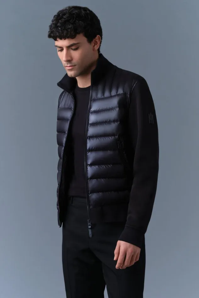 Puffer Men Mackage COLLINR Nano Down Mixed Media Bomber Jacket Garnet Puffer Men Mackage COLLINR Nano Down Mixed Media Bomber Jacket Garnet