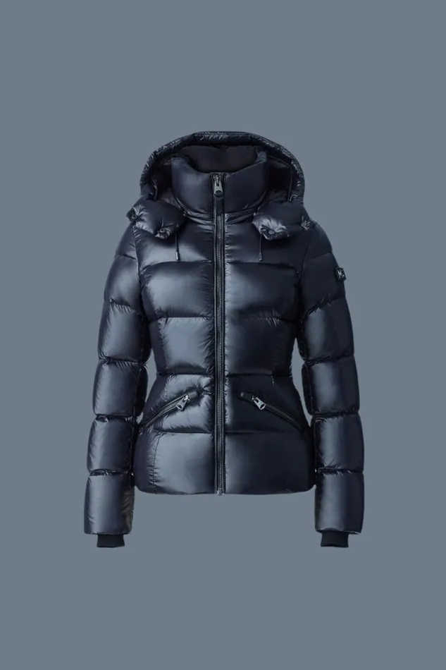 Puffers Women Mackage MADALYN Lustrous Light Down Jacket With Hood For Ladies White