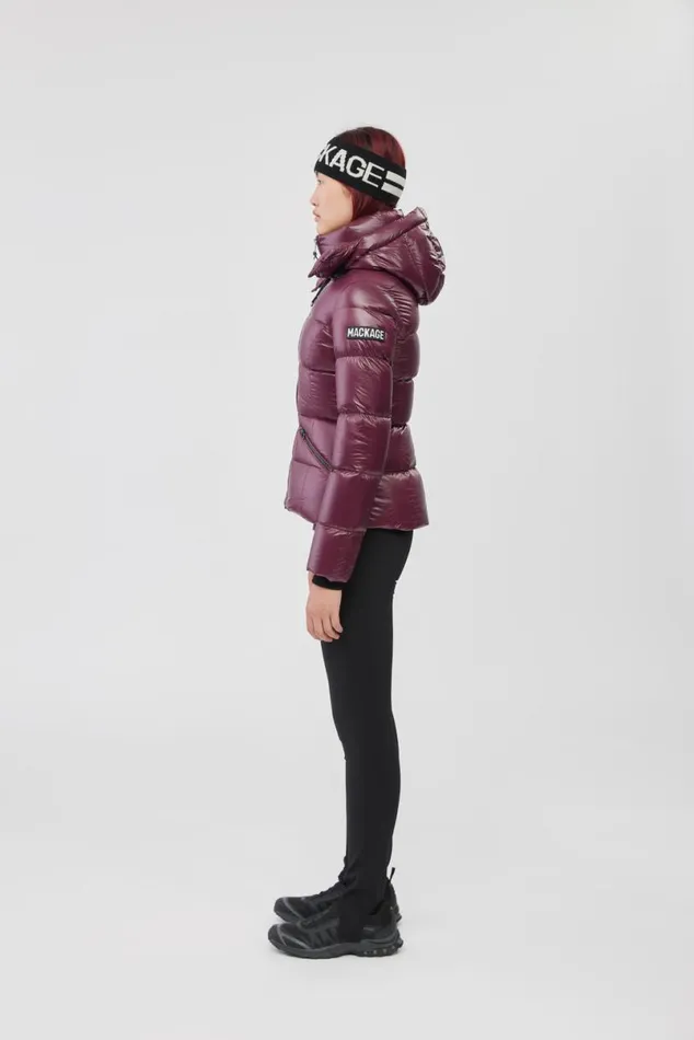 Puffers Women Mackage MADALYN Lustrous Light Down Jacket With Hood For Ladies White