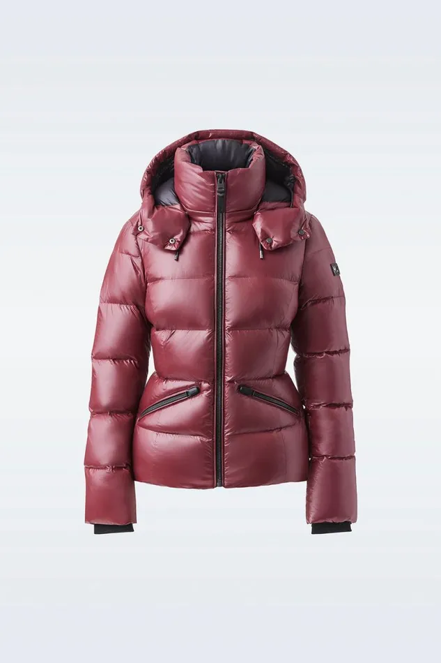 Puffers Women Mackage MADALYN Lustrous Light Down Jacket With Hood For Ladies White