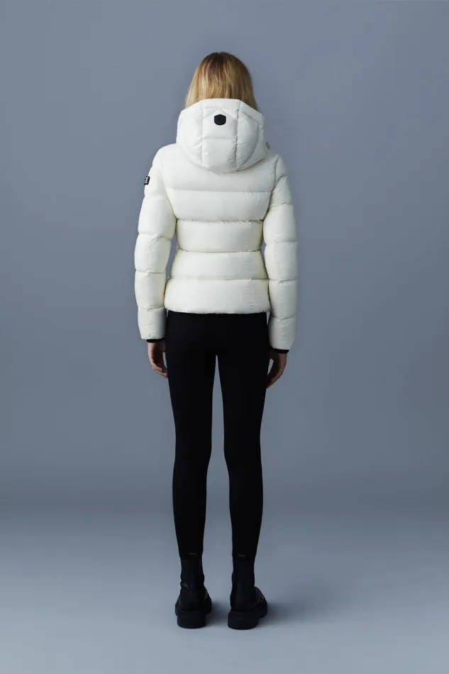 Puffers Women Mackage MADALYN Lustrous Light Down Jacket With Hood For Ladies White