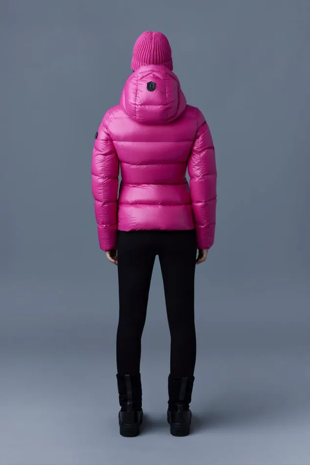 Puffers Women Mackage MADALYN Lustrous Light Down Jacket With Hood For Ladies White