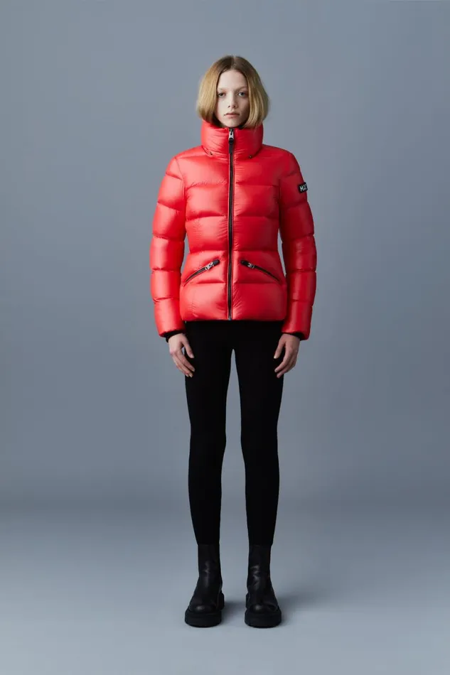 Puffers Women Mackage MADALYN Lustrous Light Down Jacket With Hood For Ladies White