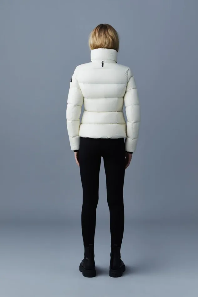 Puffers Women Mackage MADALYN Lustrous Light Down Jacket With Hood For Ladies White