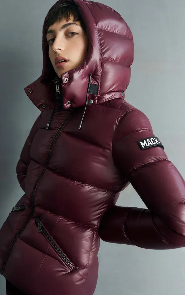 Puffers Women Mackage MADALYN Lustrous Light Down Jacket With Hood For Ladies White