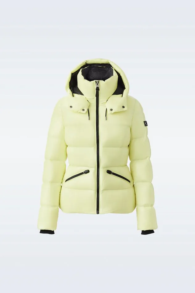 Puffers Women Mackage MADALYN Lustrous Light Down Jacket With Hood For Ladies White