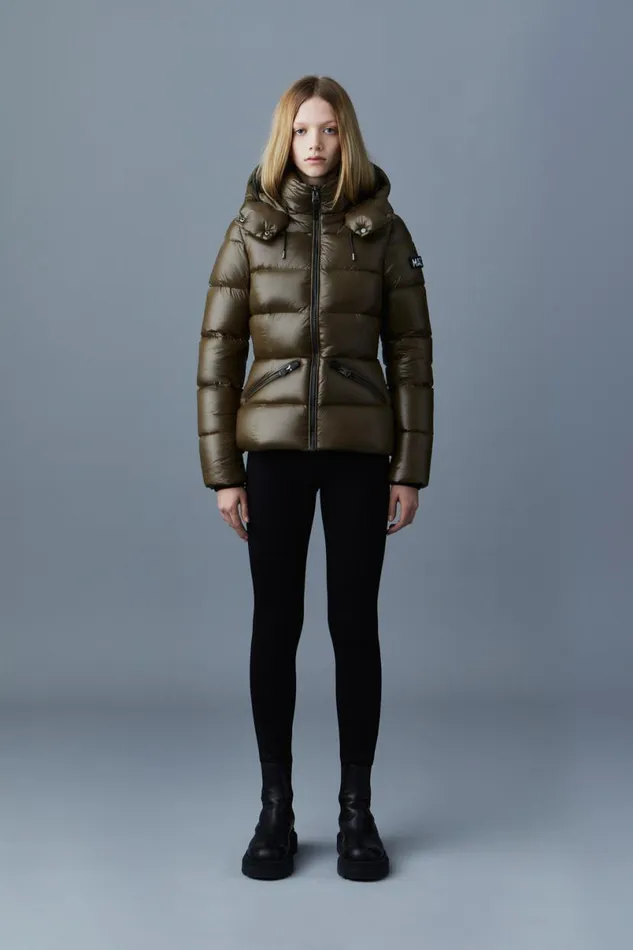 Puffers Women Mackage MADALYN Lustrous Light Down Jacket With Hood For Ladies White