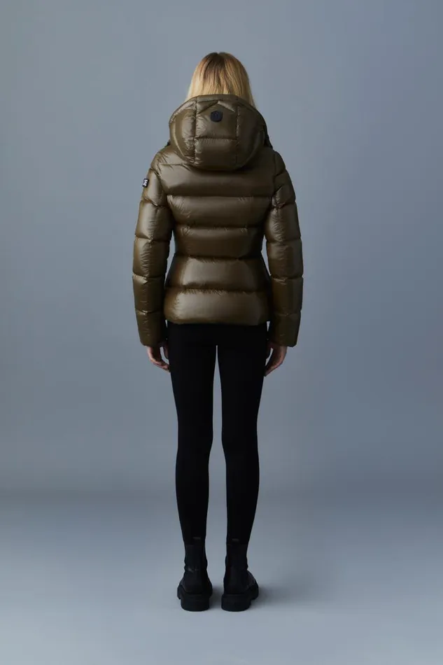 Puffers Women Mackage MADALYN Lustrous Light Down Jacket With Hood For Ladies White