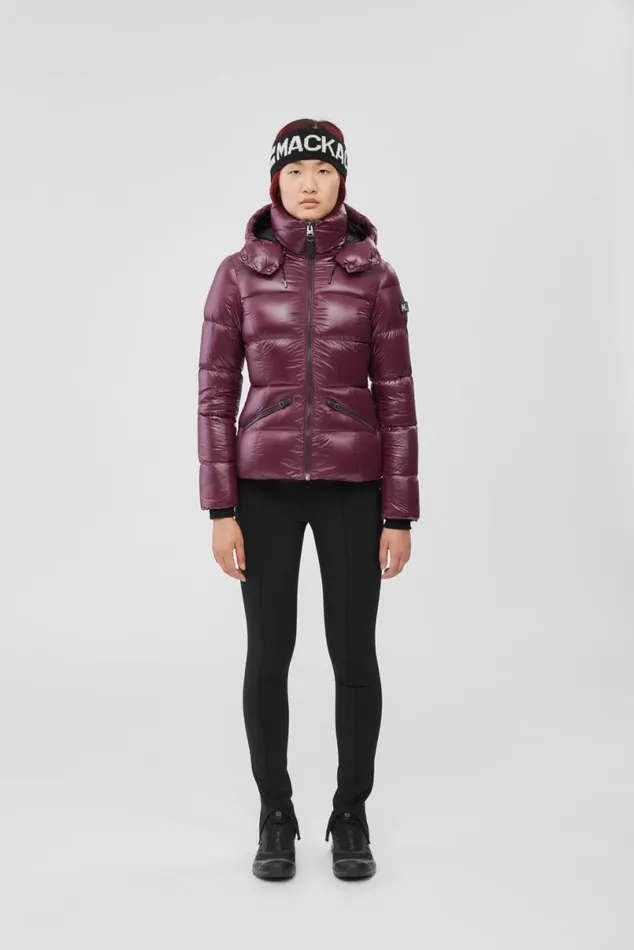 Puffers Women Mackage MADALYN Lustrous Light Down Jacket With Hood For Ladies White