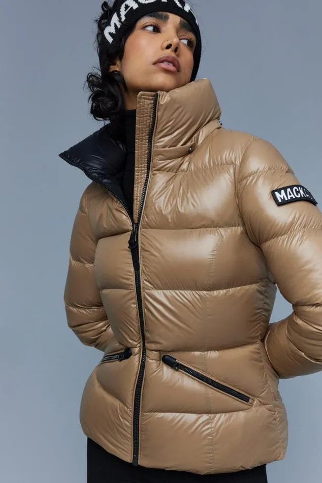 Puffers Women Mackage MADALYN Lustrous Light Down Jacket With Hood For Ladies White
