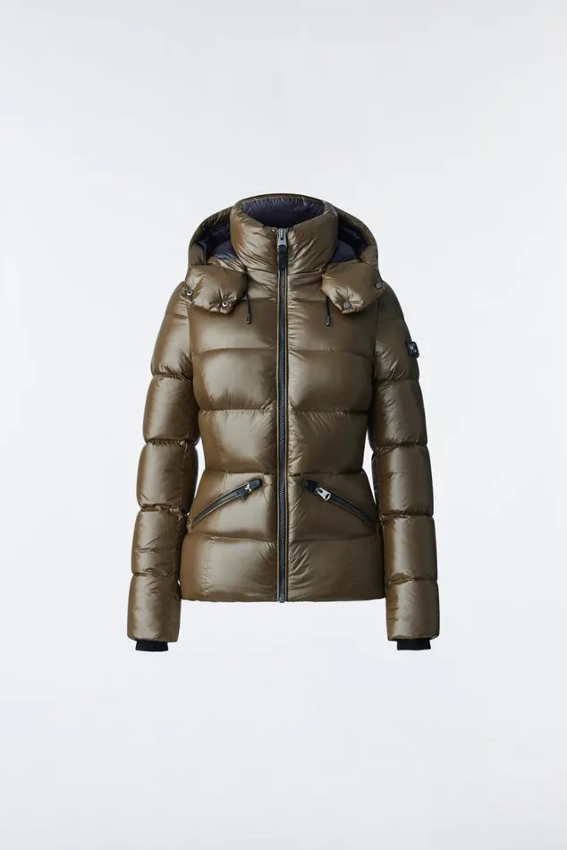 Puffers Women Mackage MADALYN Lustrous Light Down Jacket With Hood For Ladies White