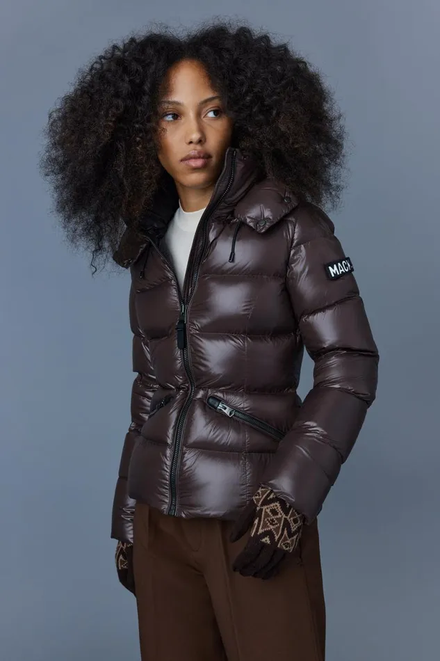 Puffers Women Mackage MADALYN Lustrous Light Down Jacket With Hood For Ladies White