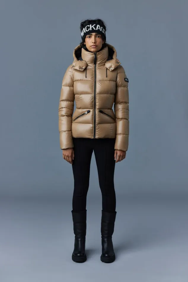 Puffers Women Mackage MADALYN Lustrous Light Down Jacket With Hood For Ladies White