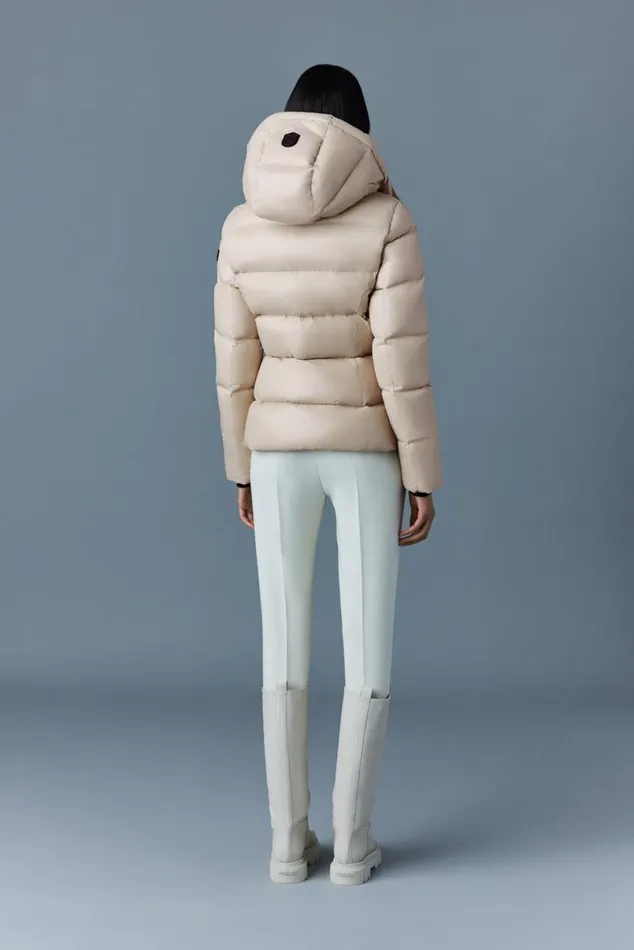 Puffers Women Mackage MADALYN Lustrous Light Down Jacket With Hood For Ladies White