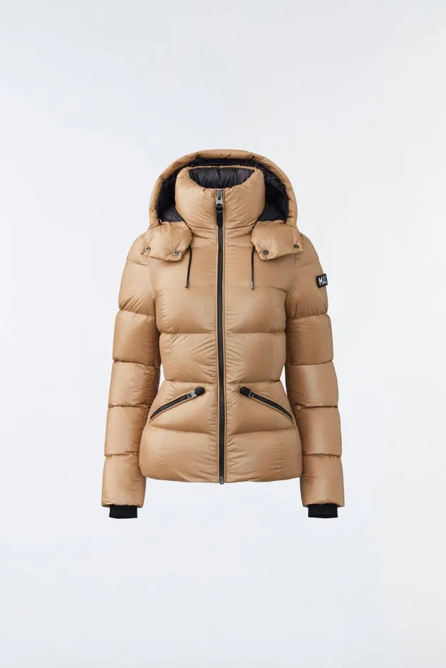 Puffers Women Mackage MADALYN Lustrous Light Down Jacket With Hood For Ladies White