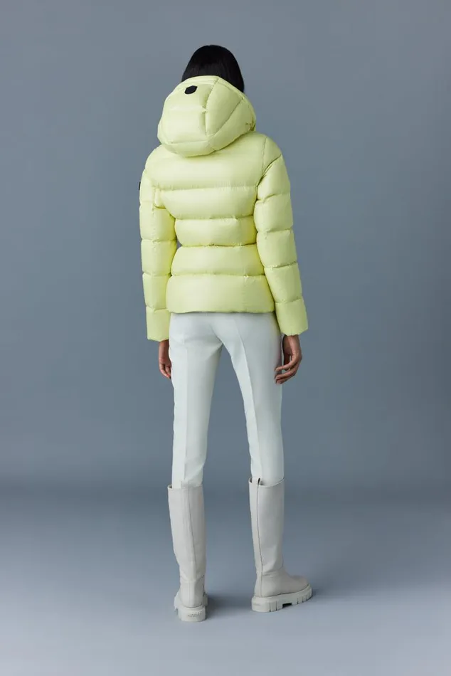 Puffers Women Mackage MADALYN Lustrous Light Down Jacket With Hood For Ladies White