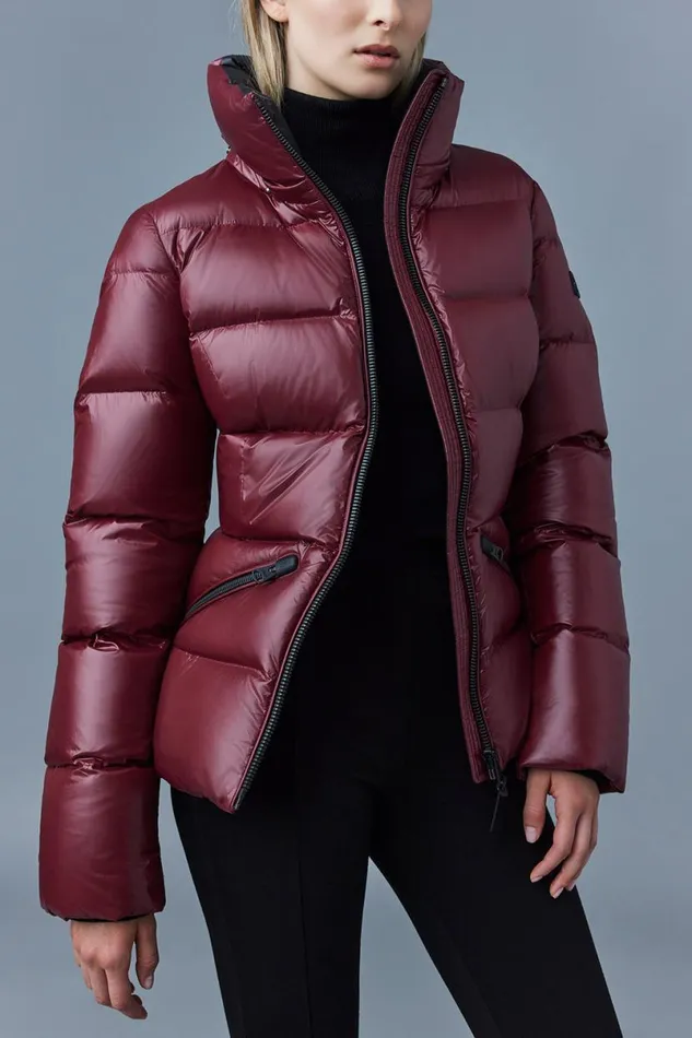 Puffers Women Mackage MADALYN Lustrous Light Down Jacket With Hood For Ladies White