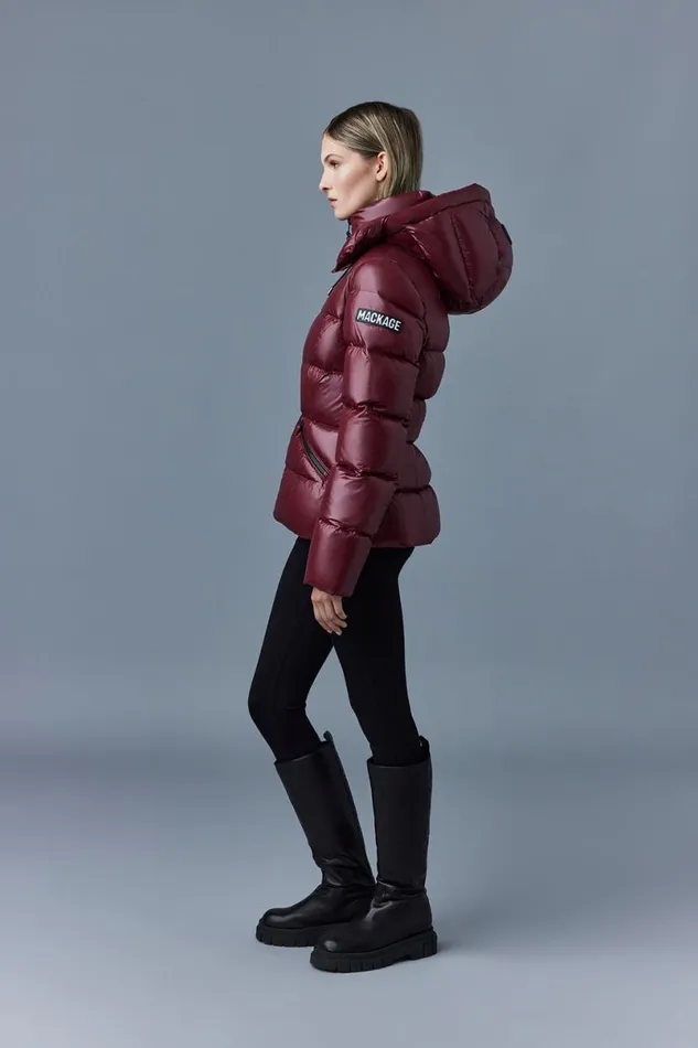 Puffers Women Mackage MADALYN Lustrous Light Down Jacket With Hood For Ladies White