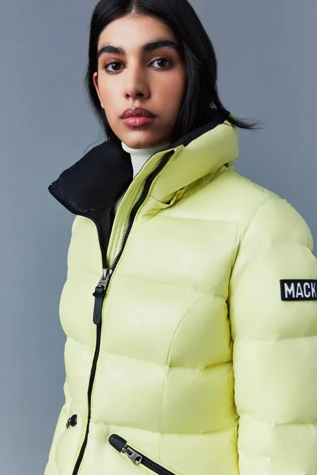 Puffers Women Mackage MADALYN Lustrous Light Down Jacket With Hood For Ladies White