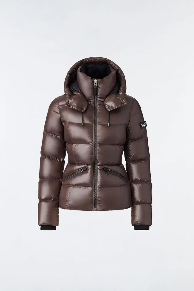 Puffers Women Mackage MADALYN Lustrous Light Down Jacket With Hood For Ladies White