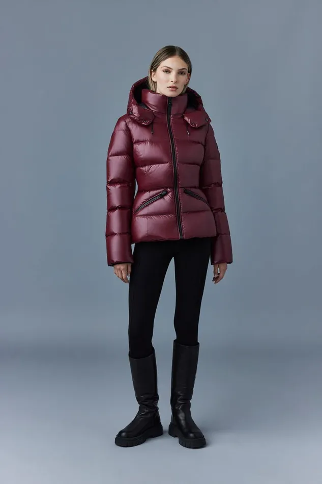 Puffers Women Mackage MADALYN Lustrous Light Down Jacket With Hood For Ladies White