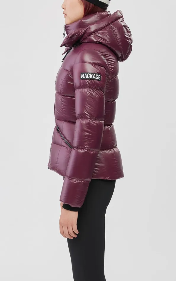 Puffers Women Mackage MADALYN Lustrous Light Down Jacket With Hood For Ladies White
