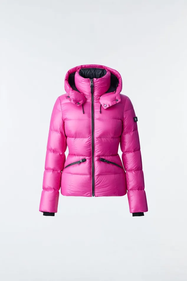 Puffers Women Mackage MADALYN Lustrous Light Down Jacket With Hood For Ladies White