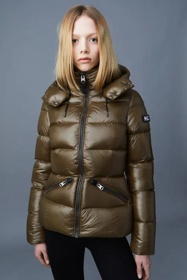 Puffers Women Mackage MADALYN Lustrous Light Down Jacket With Hood For Ladies White