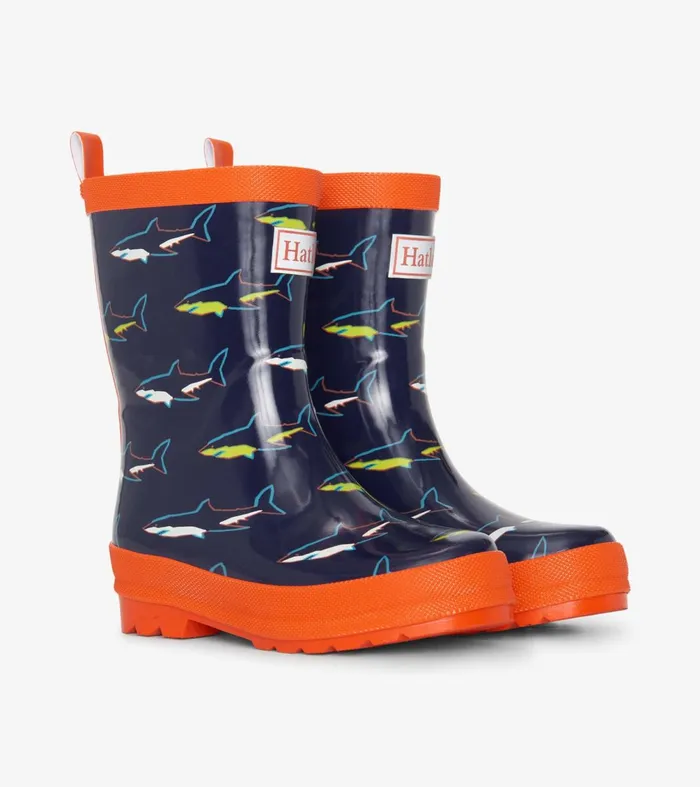 Rainwear BoysBaby and Toddler Hatley Boys Shark Shiny Rain Boots