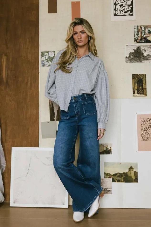 Reese Wide Leg Jeans Medium Wash Women Bohme Denim