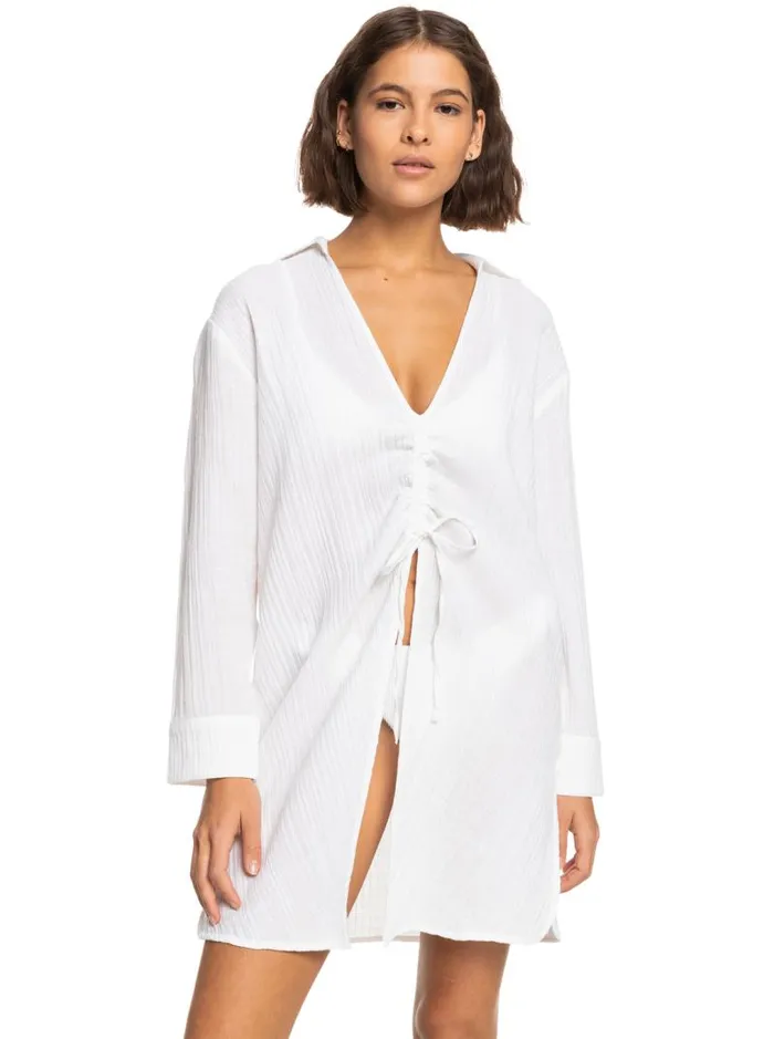 Roxy Cover Ups Sun And Limonade Shirt Dress Bright White 8211 Women