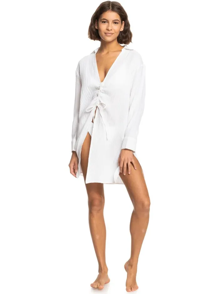 Roxy Cover Ups Sun And Limonade Shirt Dress Bright White 8211 Women Roxy Cover Ups Sun And Limonade Shirt Dress Bright White 8211 Women