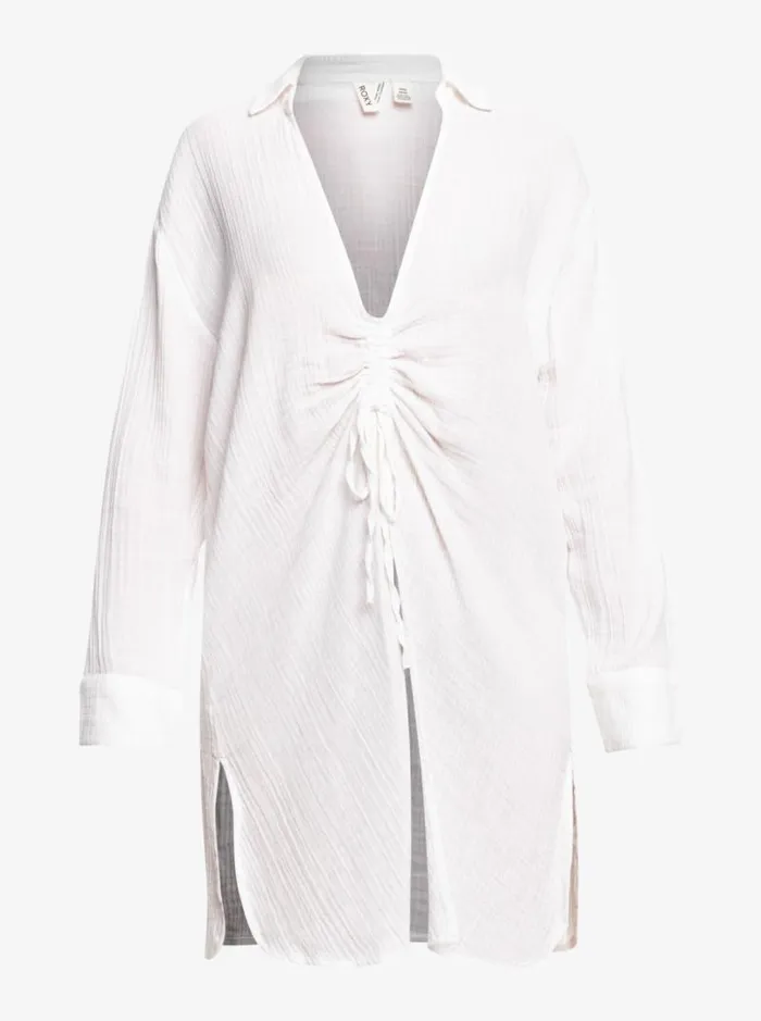 Roxy Cover Ups Sun And Limonade Shirt Dress Bright White 8211 Women Roxy Cover Ups Sun And Limonade Shirt Dress Bright White 8211 Women