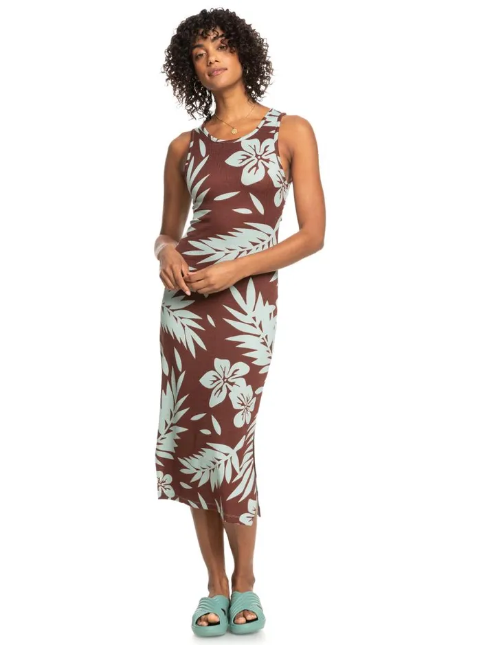 Roxy Dresses Good Keepsake Printed Midi Dress Bitter Chocolate Palmeria 8211 Women