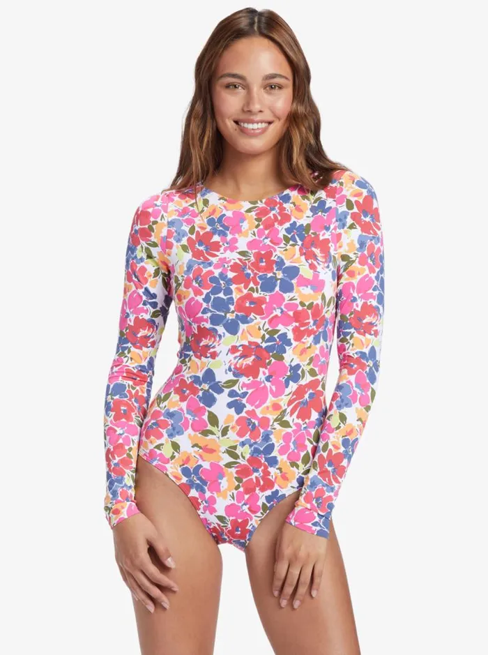 Roxy Rashguards Bloomin Babe Long Sleeve OnePiece Swimsuit Bloomin Babe 8211 Swim 8211 Women