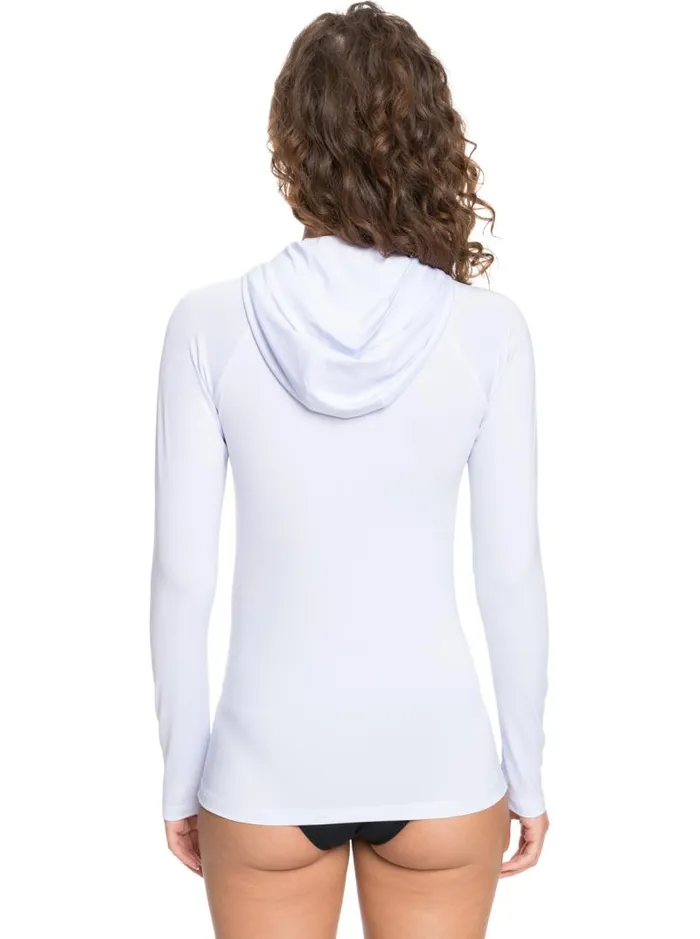 Roxy Rashguards Roxy Essentials Hooded UPF 50 Long Sleeve Rashguard Bright White 8211 Women Roxy Rashguards Roxy Essentials Hooded UPF 50 Long Sleeve Rashguard Bright White 8211 Women