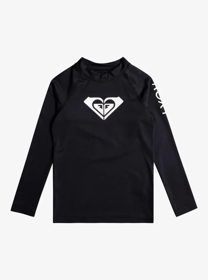 Roxy Swim Girl039s 27 Whole Hearted Long Sleeve UPF 50 Rashguard Anthracite 8211 Kids