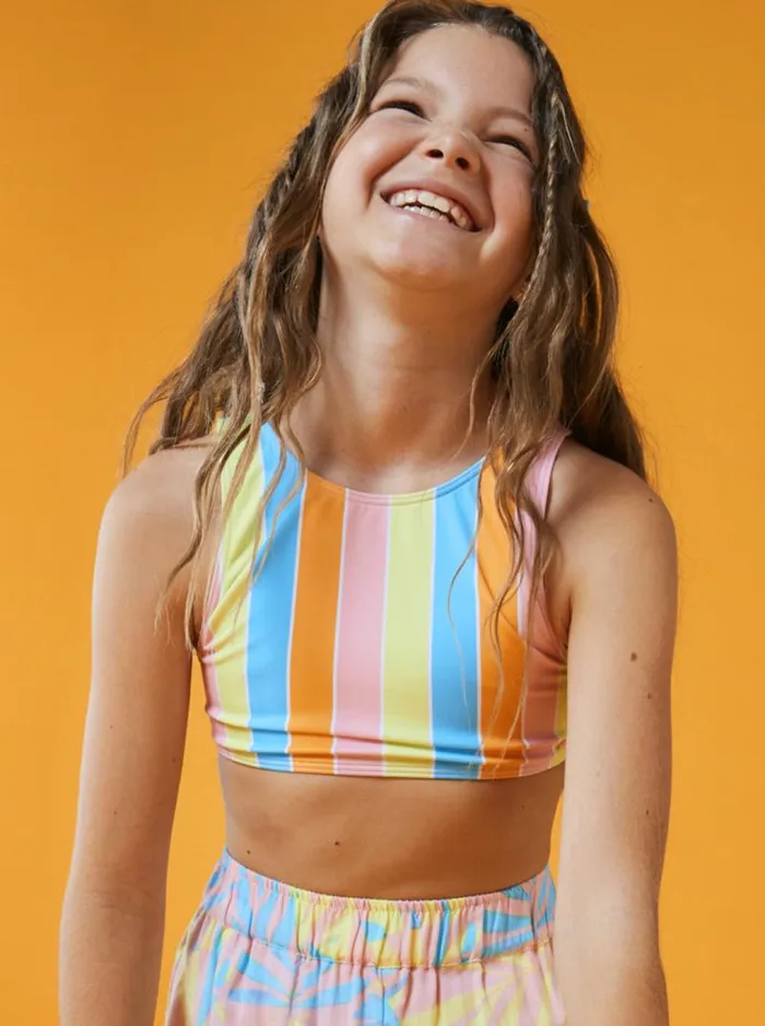 Roxy Swim Girl039s 416 Last In Paradise Two Piece Crop Top Bikini Set For Girls Bachelor Button Rainbow Rays 8211 Kids Roxy Swim Girl039s 416 Last In Paradise Two Piece Crop Top Bikini Set For Girls Bachelor Button Rainbow Rays 8211 Kids