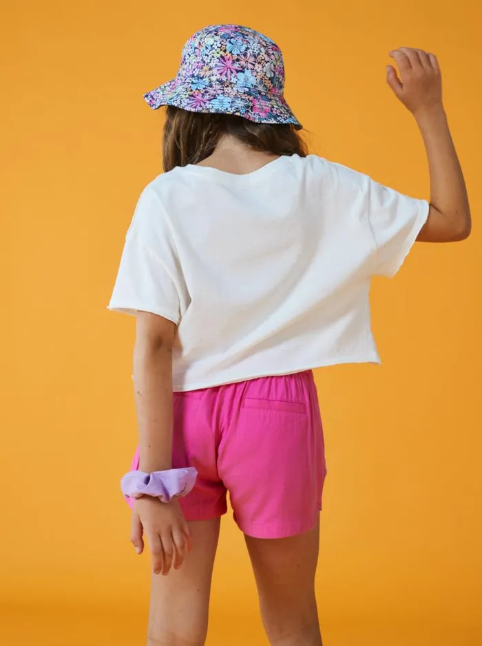 Roxy Tees and Tanks Girl039s 416 Hibiscus Stripe Oversized Cropped TShirt Snow White 8211 Kids Roxy Tees and Tanks Girl039s 416 Hibiscus Stripe Oversized Cropped TShirt Snow White 8211 Kids