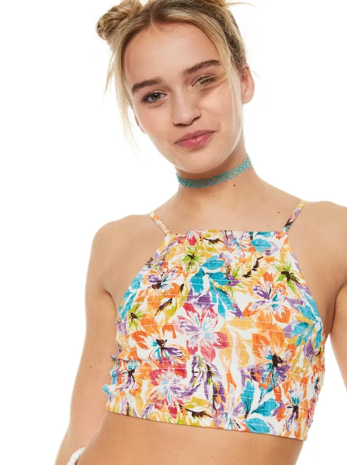 Roxy Tops Live Free Strappy Tank Snow White Pualani Combo 8211 Women Roxy Tops Live Free Strappy Tank Snow White Pualani Combo 8211 Women