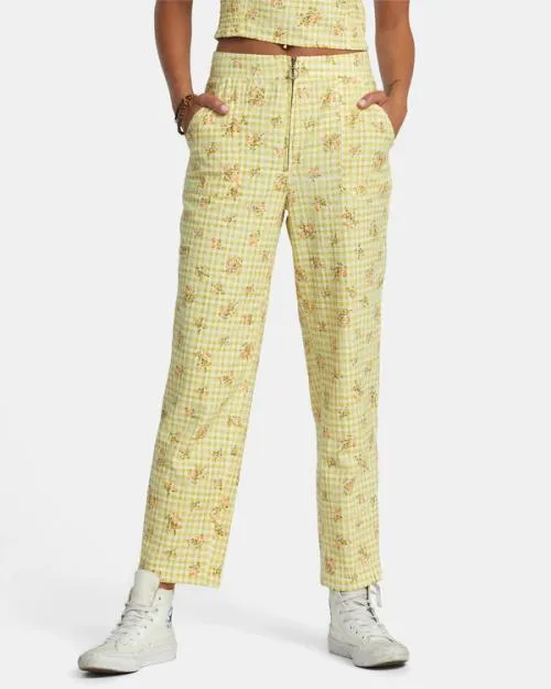 Rvca Anywhere Seersucker Pants Golden Women Pants