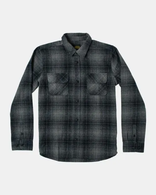 Rvca Boy039s Dayshift Flannel Long Sleeve Shirt Rvca Black Boys Shirts and Flannels