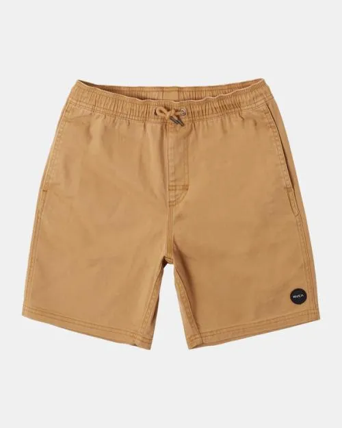 Rvca Boy039s Escape Solid Elastic Walkshorts 17034 Camel Boys Shorts