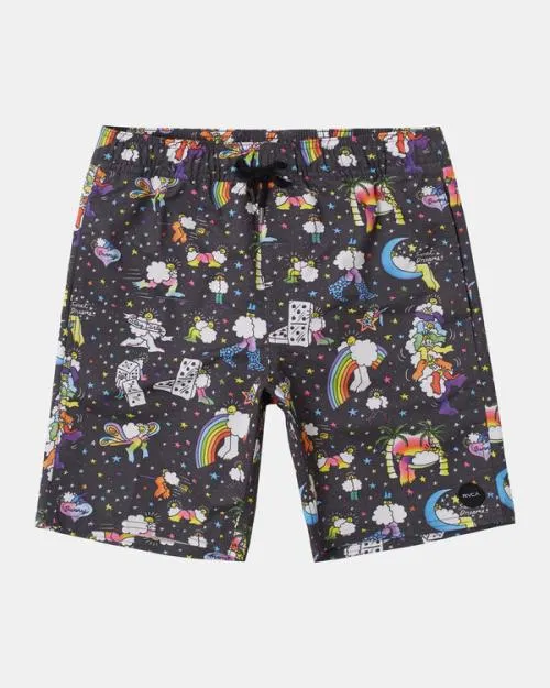 Rvca Boy039s Jesse Lortz Elastic Boardshorts 16034 Black Boys Boardshorts