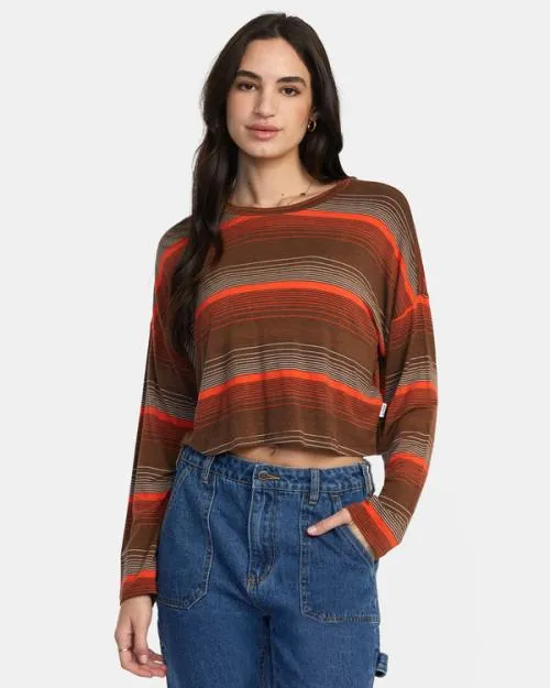 Rvca Countdown II Long Sleeve Knit Top Cappuccino Women Tops