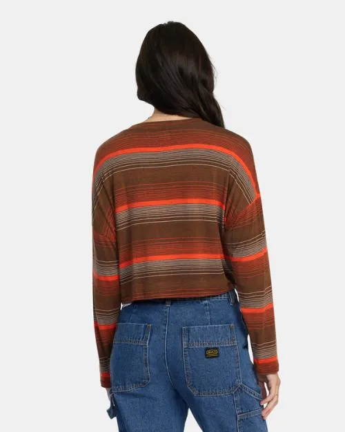 Rvca Countdown II Long Sleeve Knit Top Cappuccino Women Tops
