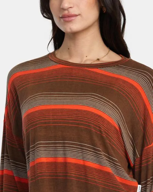 Rvca Countdown II Long Sleeve Knit Top Cappuccino Women Tops